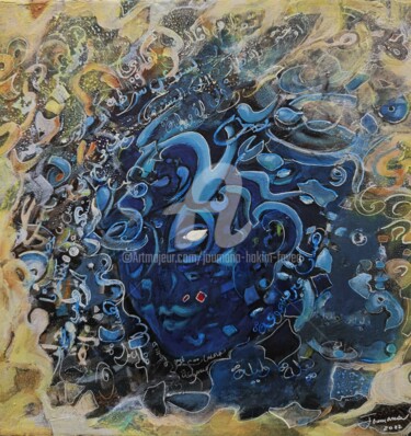 Painting titled "Chuchottement" by Joumana Hakim Fayed, Original Artwork, Acrylic Mounted on Wood Stretcher frame