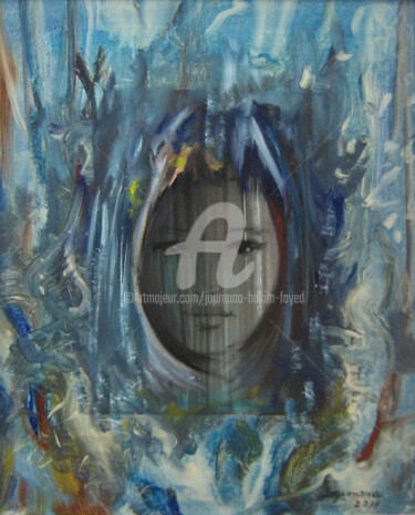 Peinture intitulée "LUEUR BLEUE" par Joumana Hakim Fayed, Œuvre d'art originale, Huile