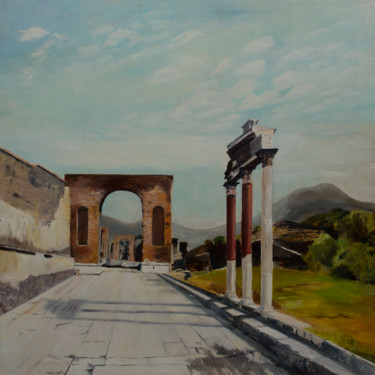 Painting titled "Pompéi, la porte du…" by Isabelle Jourdain, Original Artwork, Oil