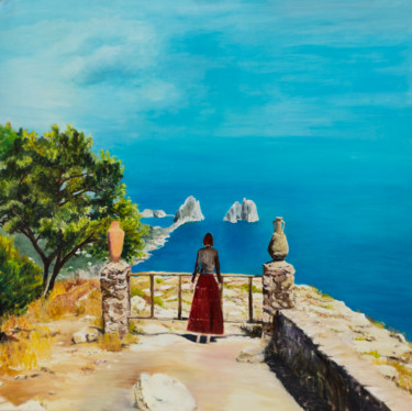 Peinture intitulée "Capri, Tentation de…" par Isabelle Jourdain, Œuvre d'art originale, Huile