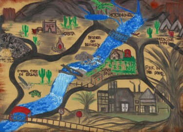 Gold Mine Map Painting titled "Gold Mine Map" by Nichole Holmes, Original Artwork, Oil