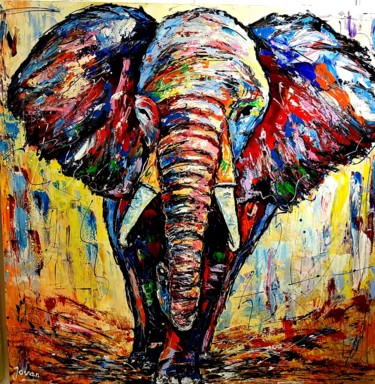 Painting titled "Elephant" by Jovanart, Original Artwork, Acrylic