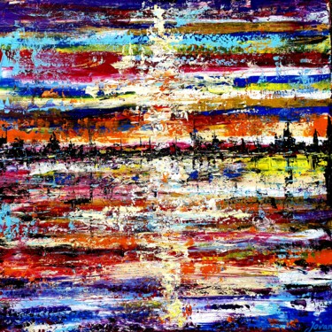 Painting titled "Night falls on the…" by Jovanart, Original Artwork, Acrylic