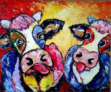 Peinture intitulée "Miss Lisa & Miss Ria" par Jovanart, Œuvre d'art originale, Acrylique