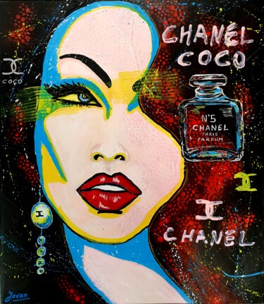 Painting titled "She loves Chanel" by Jovanart, Original Artwork, Acrylic