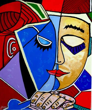 Peinture intitulée "Picasso in the mirr…" par Jovanart, Œuvre d'art originale, Acrylique