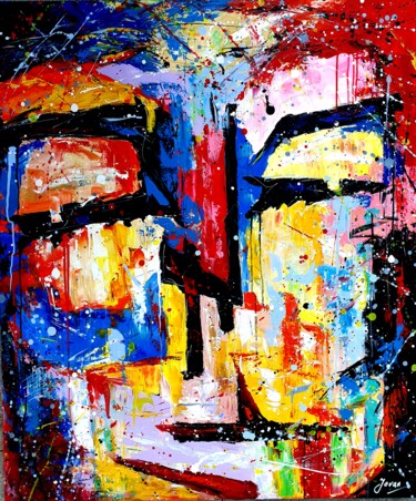 Painting titled "Face No 2" by Jovanart, Original Artwork, Acrylic