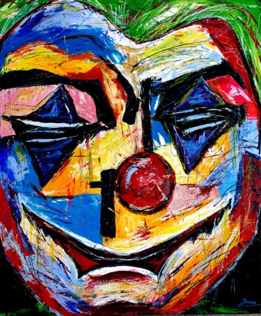 Malerei mit dem Titel "Joker Face" von Jovanart, Original-Kunstwerk, Acryl