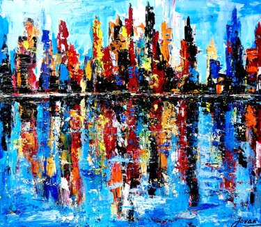 Painting titled "Manhattan NYC" by Jovanart, Original Artwork, Acrylic