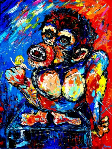 Pittura intitolato "Abstract King Kong…" da Jovanart, Opera d'arte originale, Acrilico Montato su Telaio per barella in legno