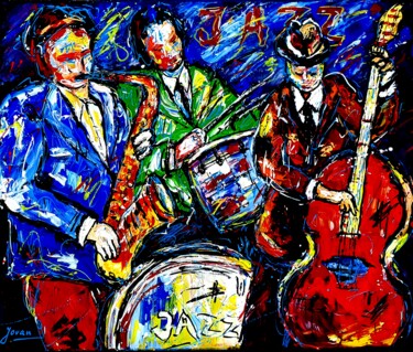 Painting titled "All that Jazz" by Jovanart, Original Artwork, Acrylic Mounted on Wood Stretcher frame