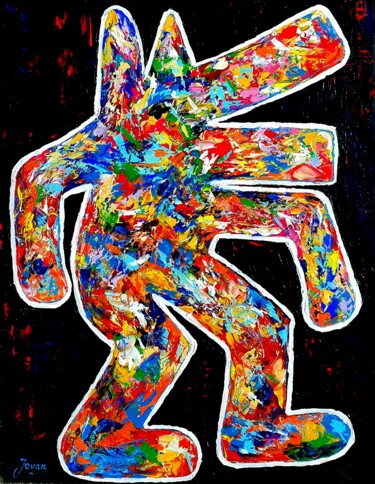 Malarstwo zatytułowany „Pollock vs Haring” autorstwa Jovanart, Oryginalna praca, Akryl