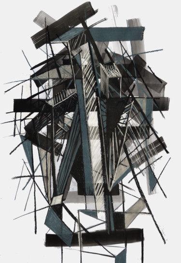 Рисунок под названием "Structure" - Jovana Pestoric, Подлинное произведение искусства, Древесный уголь