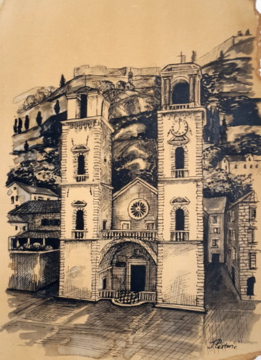 Drawing titled "St Tryphon's Cathed…" by Jovana Pestoric, Original Artwork, Ink