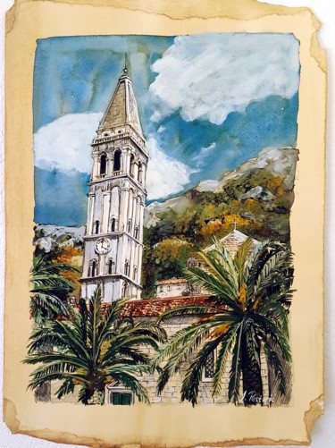 Pittura intitolato "St. Nikola Church,…" da Jovana Pestoric, Opera d'arte originale, Gouache