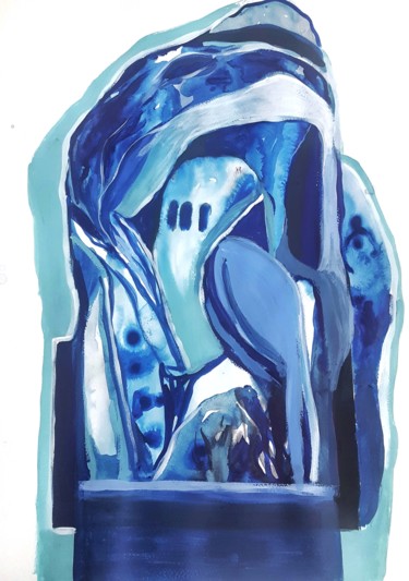 Painting titled "Blue Cave" by Jovana Pestoric, Original Artwork, Acrylic
