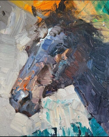Pittura intitolato "Horse Head" da Jove Wang, Opera d'arte originale, Olio