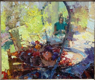 Painting titled "Afternoon tea at Hu…" by Jove Wang, Original Artwork, Oil