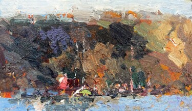 Schilderij getiteld "Laguna beach in the…" door Jove Wang, Origineel Kunstwerk, Olie