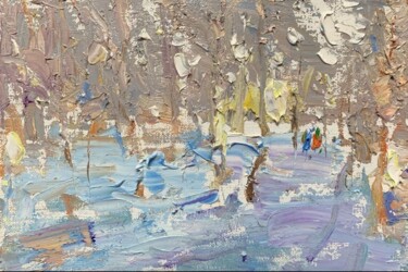 Painting titled "Snow scene in light" by Jove Wang, Original Artwork, Oil