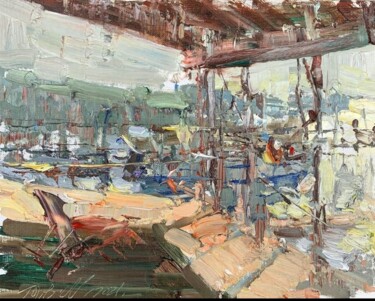 "Sarasota Harbor" başlıklı Tablo Jove Wang tarafından, Orijinal sanat, Petrol