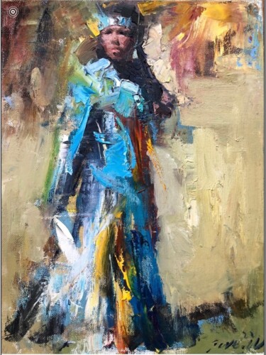 Peinture intitulée "Indian Girl" par Jove Wang, Œuvre d'art originale, Huile