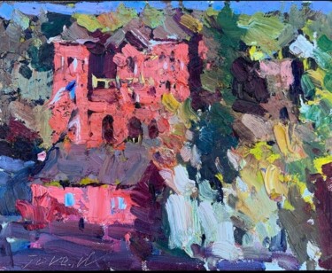 Painting titled "Central City Court" by Jove Wang, Original Artwork, Oil