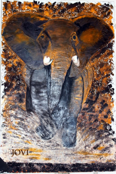 Painting titled "Eléphant" by Viviane Joanchicoy Jovi, Original Artwork, Acrylic