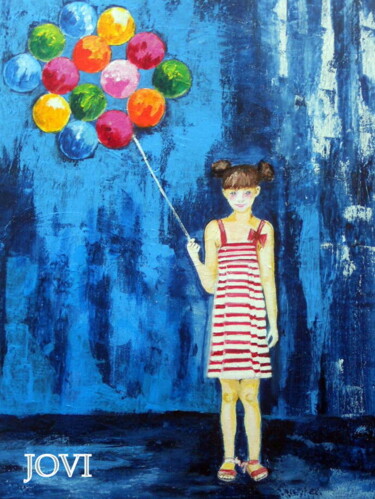 Painting titled "la-petite-fille-aux…" by Viviane Joanchicoy Jovi, Original Artwork, Acrylic