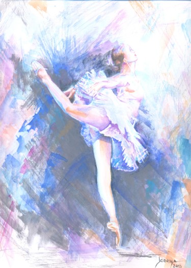 Картина под названием "SWAN DANCE" - Jovica4art, Подлинное произведение искусства, Акварель