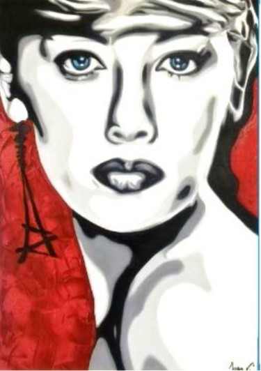 Painting titled "Parisienne" by Joxa Vi', Original Artwork, Oil Mounted on Wood Stretcher frame