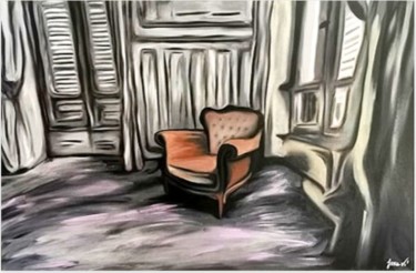 Painting titled "Le fauteuil de Lady…" by Joxa Vi', Original Artwork, Oil Mounted on Wood Stretcher frame