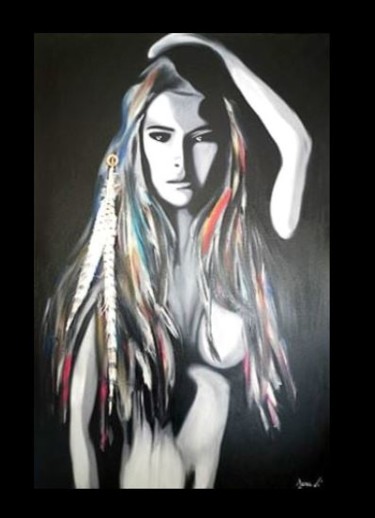 Painting titled "Cheyenne" by Joxa Vi', Original Artwork, Oil Mounted on Wood Stretcher frame