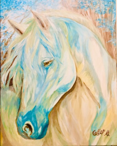 Painting titled "Gold Stallion" by Joy Al, Original Artwork, Acrylic