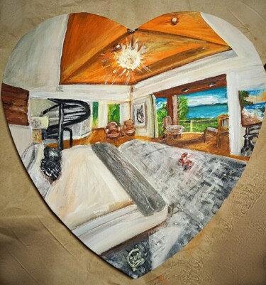 Painting titled "Santa Barbara Homel…" by Joy Caloc, Original Artwork, Acrylic Mounted on Wood Stretcher frame