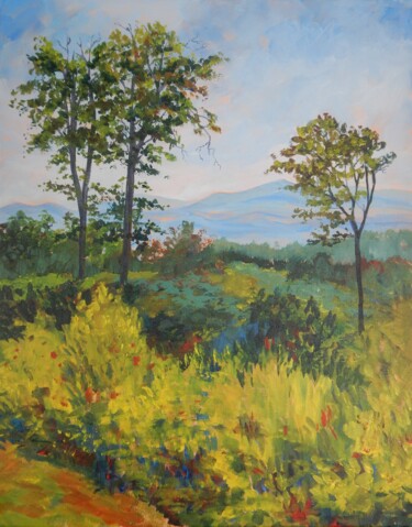 Painting titled "Summer on the Parkw…" by Joy Parks Coats, Original Artwork, Acrylic Mounted on Wood Stretcher frame
