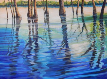 Картина под названием "Patterns of Reflect…" - Joy Parks Coats, Подлинное произведение искусства, Акрил Установлен на Деревя…