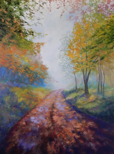 Картина под названием "Infinity Road" - Joy Parks Coats, Подлинное произведение искусства, Акрил Установлен на Деревянная ра…
