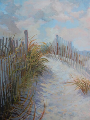 Painting titled "On the Dunes Again" by Joy Parks Coats, Original Artwork, Acrylic Mounted on Wood Stretcher frame
