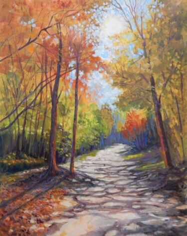 Картина под названием "Impressions of Fall" - Joy Parks Coats, Подлинное произведение искусства, Акрил Установлен на Деревян…