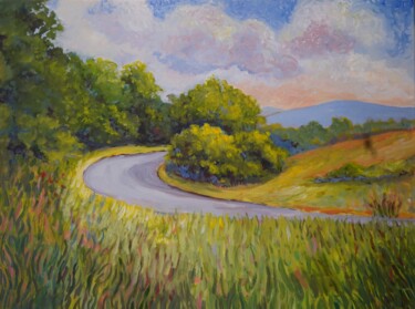 Peinture intitulée "Mountain Road" par Joy Parks Coats, Œuvre d'art originale, Acrylique Monté sur Châssis en bois