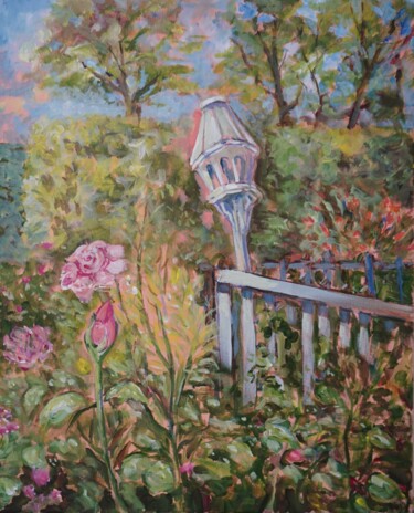 Schilderij getiteld "In Hilda's Garden" door Joy Parks Coats, Origineel Kunstwerk, Acryl