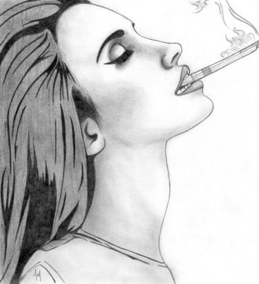Dessin intitulée "Lana del Rey Smok" par Joy Prillard, Œuvre d'art originale, Crayon