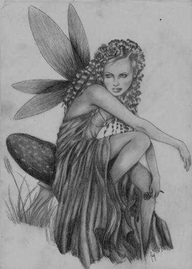 Dessin intitulée "fairy" par Joy Prillard, Œuvre d'art originale, Crayon