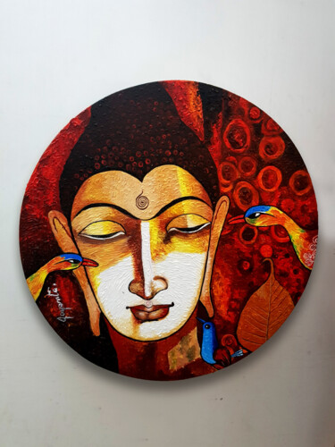 Malerei mit dem Titel "Buddha the Enlighte…" von Joyanto Deb, Original-Kunstwerk, Acryl