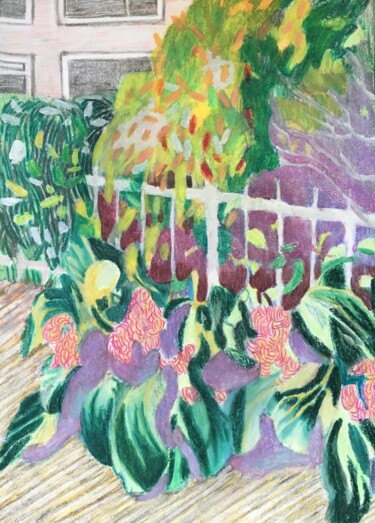 Dessin intitulée "My mother’s garden" par Joyce Van Den Engel, Œuvre d'art originale, Crayon