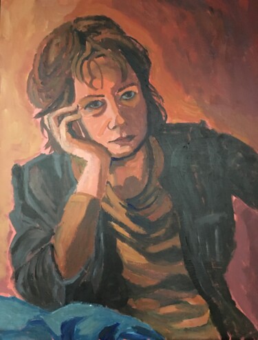 Pittura intitolato "Selfportrait" da Joyce Van Den Engel, Opera d'arte originale, Olio