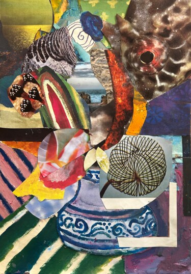 Collages intitolato "Fantasyflowers" da Joyce Van Den Engel, Opera d'arte originale, Collages