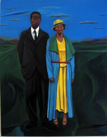 Painting titled "Pillars Couple" by Joyce Owens, Original Artwork