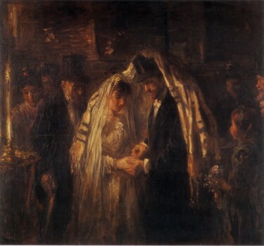 Peinture intitulée "Le Mariage juif" par Jozef Israëls, Œuvre d'art originale, Huile